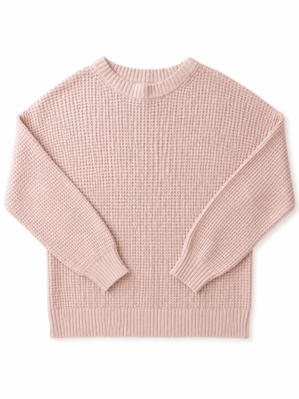 American Eagle Outfitters Waffle Crewneck Sweater — Pale Pink